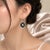 Art Deco Late 20th Century Pair of 14K Black Gold Pave Diamond Flower Drop Earrings For Sale - Image 3 of 3