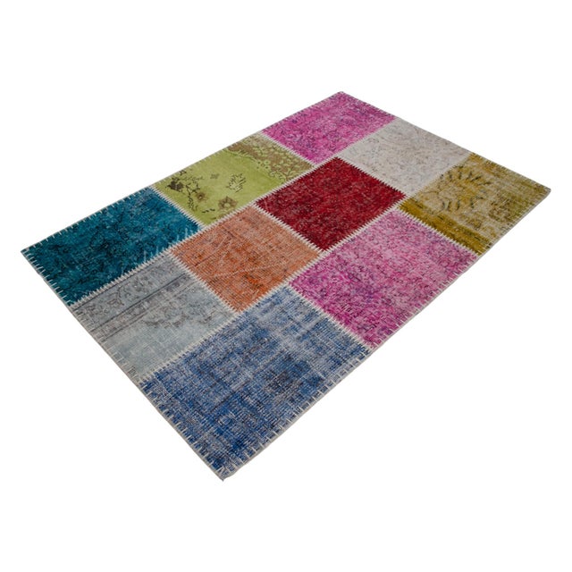 Vibrant Pink & Red Turkish Rug Hand Knotted Handstitched Floor Art Room Decor - 4'x5'11" For Sale - Image 4 of 17