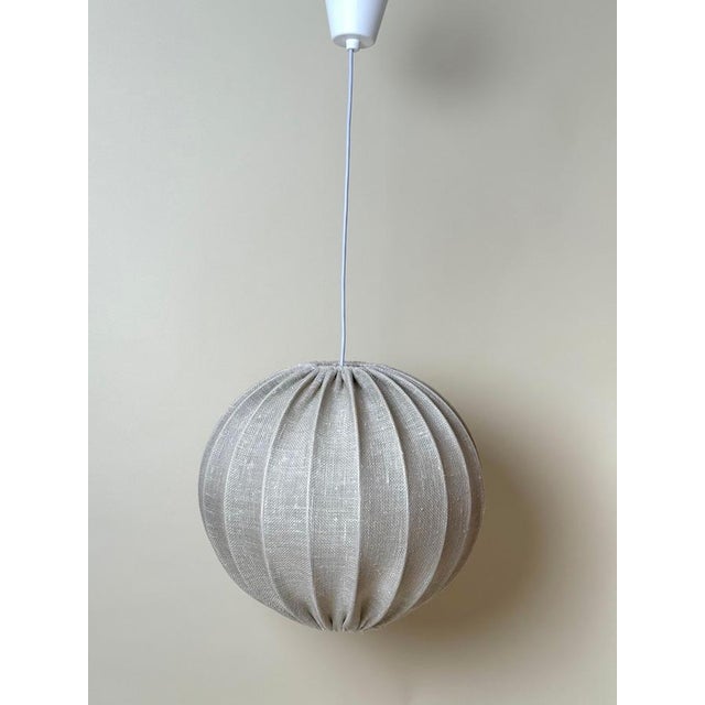 Mid-Century Modern Swedish White Fabric and Metal Balloon Pendant Light, 1960s For Sale - Image 13 of 14