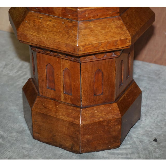 Brown Antique Pugin Gothic Style Plant / Display Stands, 1840s, Set of 2 For Sale - Image 8 of 18