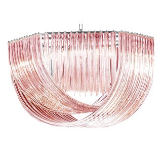 Hexagonal Pink Bundled Triedro Murano Glass Chandeliers by Simoeng, Set of 2 For Sale