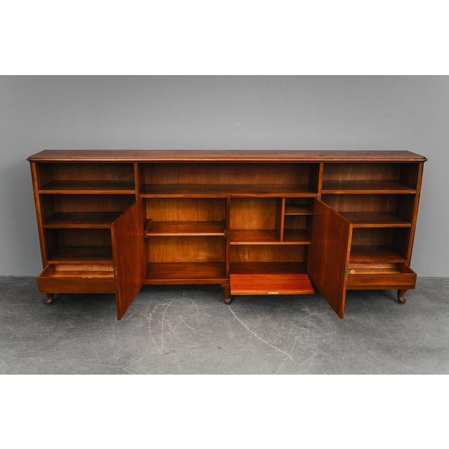 Wood Large Early 20th Century Art Nouveau Bookcase in Walnut For Sale - Image 7 of 18