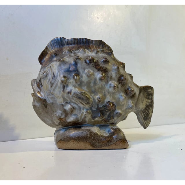 Midcentury Lumpfish in Glazed Stoneware from Axella Denmark, 1970s For Sale - Image 3 of 9