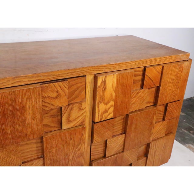 Brutalist Lane Staccato Block Front Nine Drawer Dresser C. 1970's For Sale - Image 12 of 17