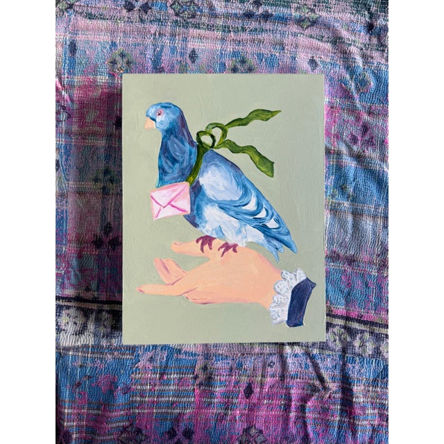 Love Letters in Flight: Messenger is an original 12 x 16 inch acrylic painting on wood panel by Memphis-based artist...