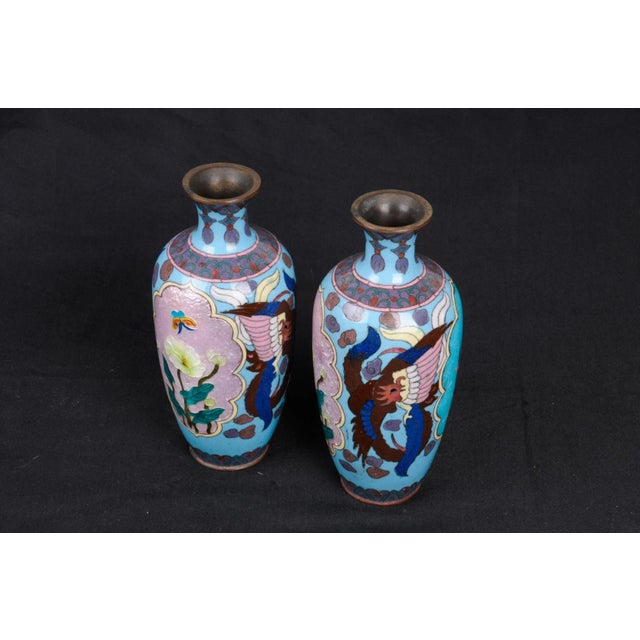 Mid 20th Century Pair Mid 20th Century Japanese Enameled Akasuke Vases For Sale - Image 5 of 5