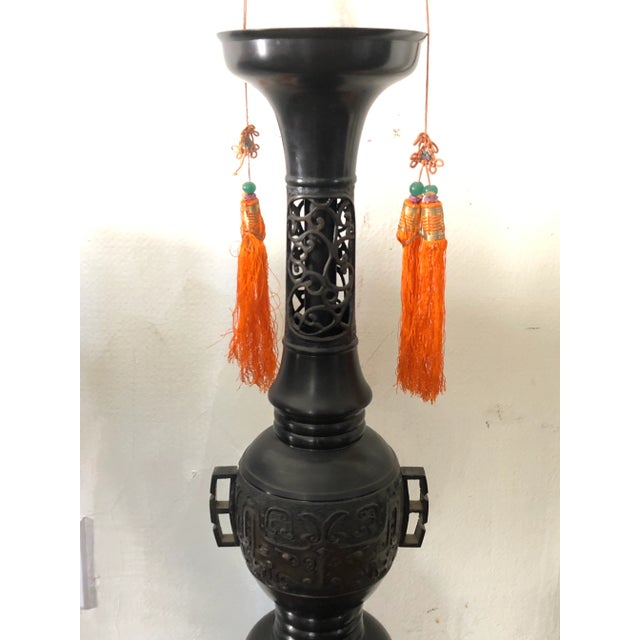 Mid-Century Modern Marbro James Mont-Style Chinese Archaistic Bronze Floor Lamp For Sale - Image 3 of 9