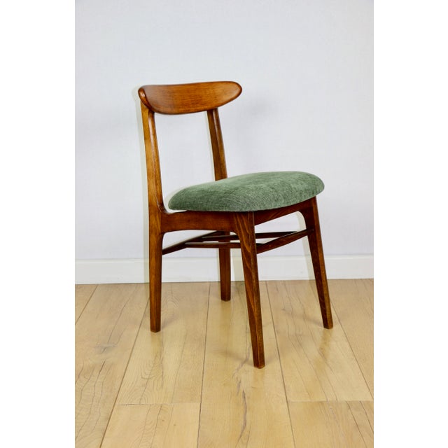Brown Vintage Green Wooden Chair from Hałas, 1970s For Sale - Image 8 of 11