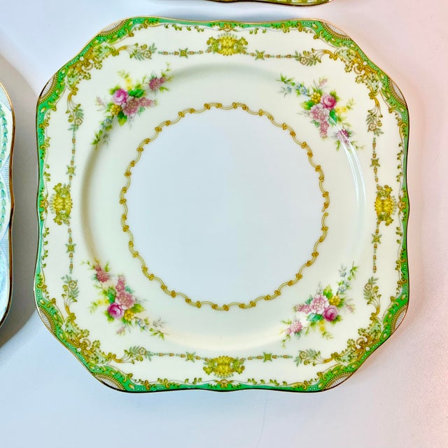 1950s 1950s Vintage Boho Chic Japanese Eclectic Victorian China Luncheon Plates - Set of 4, Meito China For Sale - Image 5 of 11