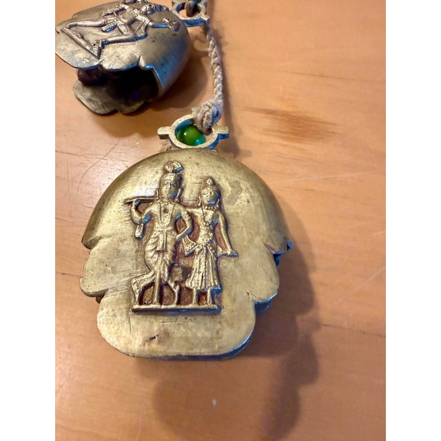 Brass Mid-20th Century Indian Brass Hindu Deity Hanging Bells - Pair For Sale - Image 8 of 10
