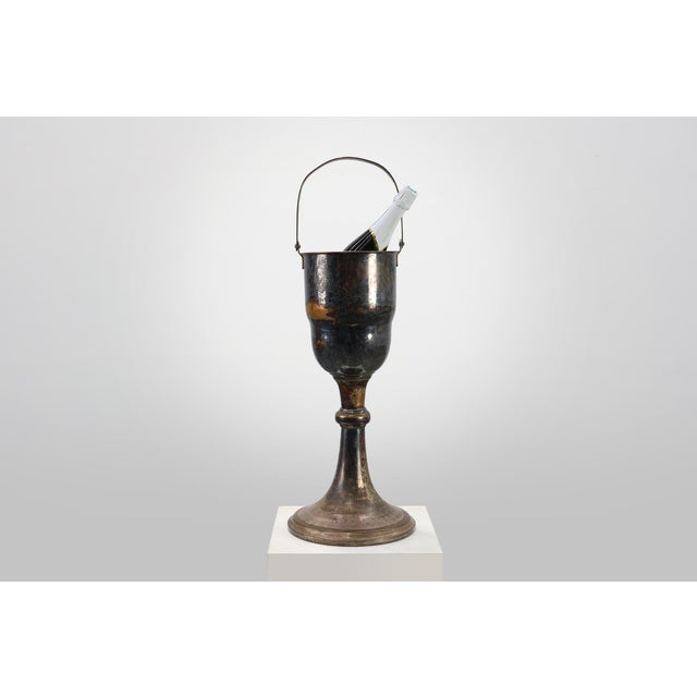 Art Deco Silvered Copper Champagne Bucket on Stand, France, 1910s For Sale - Image 4 of 15