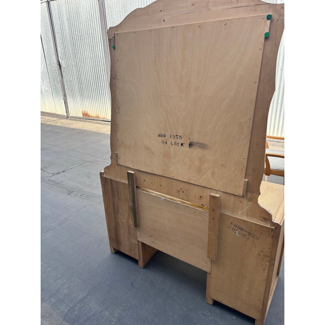 1930s Art Deco Waterfall Vanity With Mirror and Chair - Set of 3 For Sale - Image 9 of 11