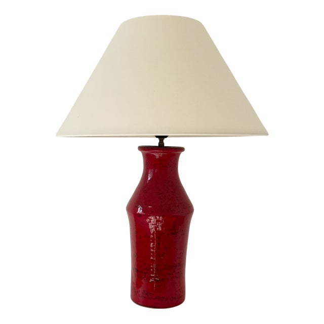 Vintage Red Ceramic Lamp, 1955 For Sale