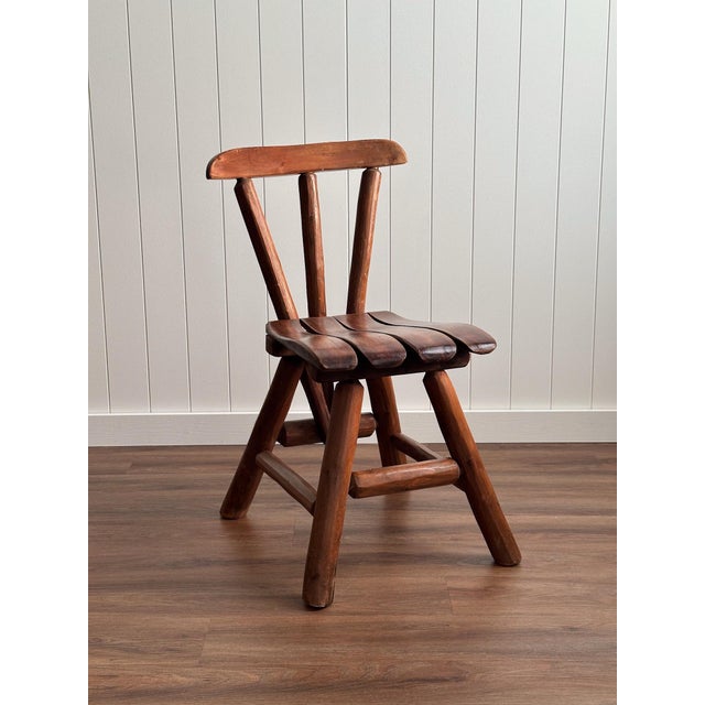 Wood 1960s Vintage Brutalist Wabi-Sabi Wood Dining Chairs, Set of 4 For Sale - Image 7 of 18