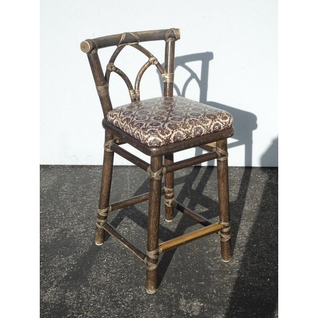 Pair of Vintage McGuire Barstools Bar Stools W Leather Straps and Brass Footrest For Sale In Los Angeles - Image 6 of 18