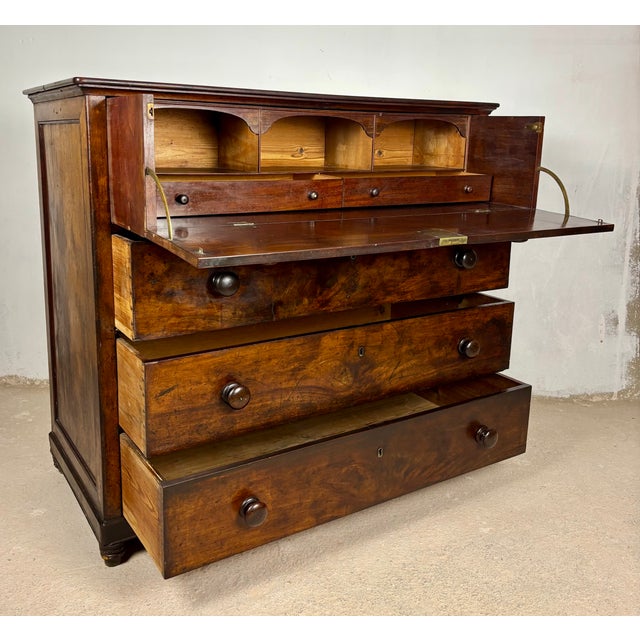 19th Century Spanish Colonial Walnut Secretary Chest With Fall Front Desk For Sale - Image 16 of 18