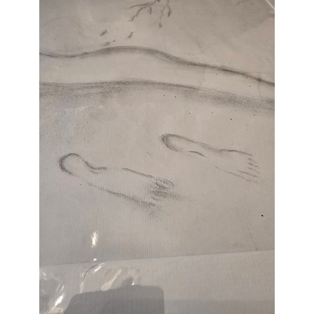 Paper Mid Century Modern Girl at Beach Signed Drawing For Sale - Image 7 of 10