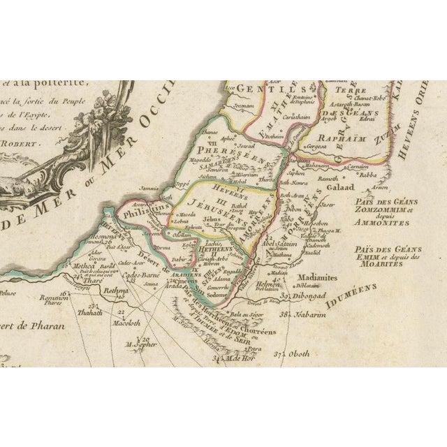 Antique French Map of the Holy Land with Twelve Tribes of Israel, 1750s For Sale - Image 4 of 11