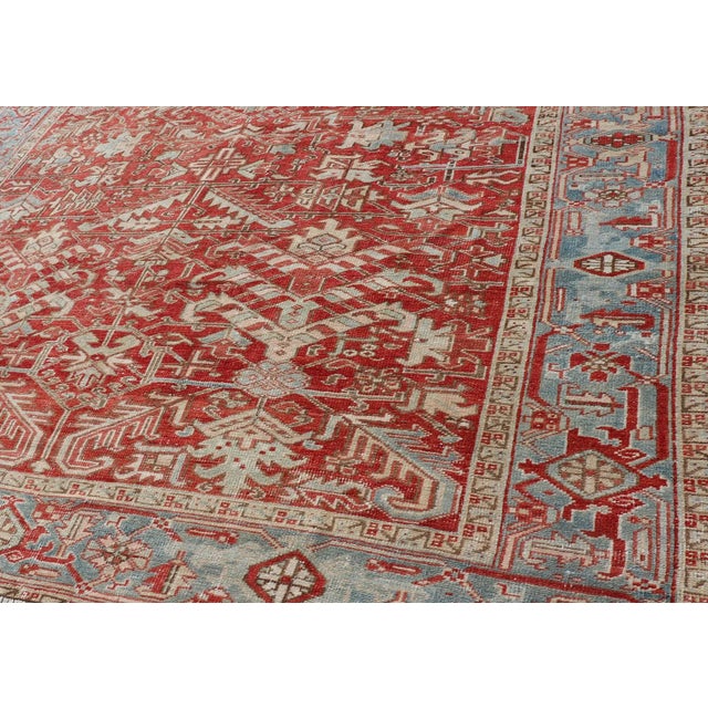 Early 20th Century Antique Persian All-Over Heriz Rug With All-Over Geometric Design 7'6" X 11'0" For Sale - Image 11 of 13