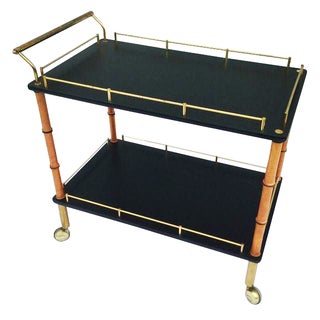 Maxwell Phillips 1960's Modern Brass Bar Cart For Sale
