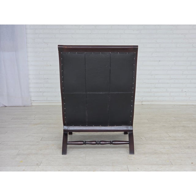 Set of Vintage Armchair and Ottoman in Black Leather, 1970s For Sale - Image 15 of 18