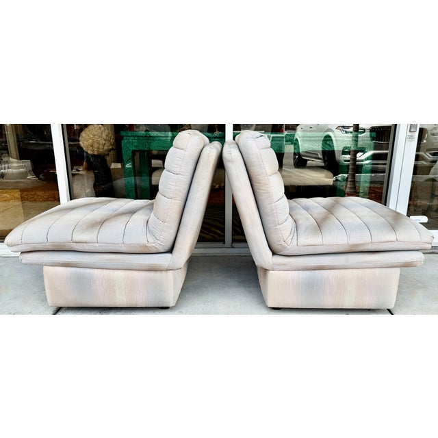 Bernhardt Pair of Channeled Slipper Chairs by Bernhardt Flair Division From 80's For Sale - Image 4 of 8