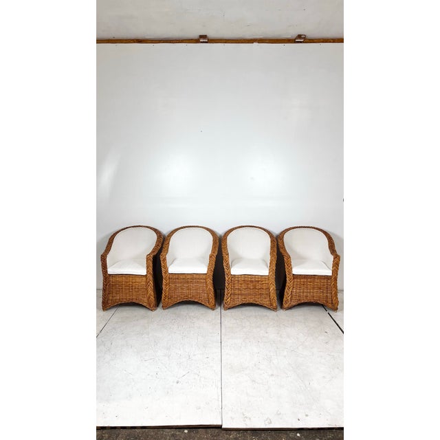 Late 20th Century Vintage Braided Wicker Dining Set- Table and 4 Chairs For Sale - Image 5 of 12