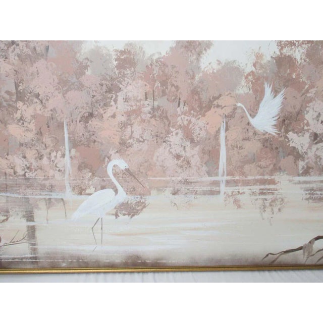 Mid 20th Century Pink Marsh Landscape Acrylic Painting, Framed For Sale In Naples, FL - Image 6 of 8