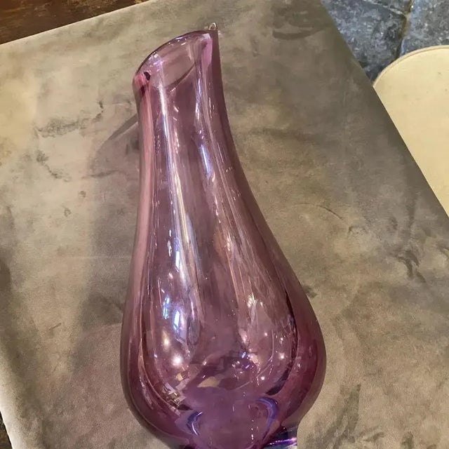 1970s Italian Mid-Century Modern Tall Purple Murano Glass Vase For Sale - Image 12 of 13