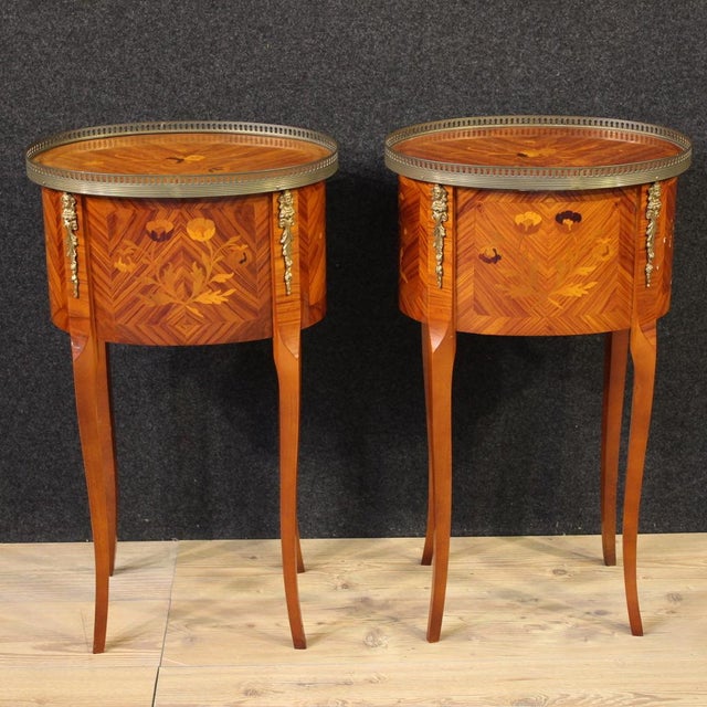Brown 20th Century French Oval Bedside Tables, 1950s, Set of 2 For Sale - Image 8 of 13