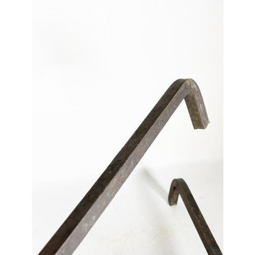 Metal Andirons with Brass Finials, France, 1930s, Set of 2 For Sale - Image 7 of 14