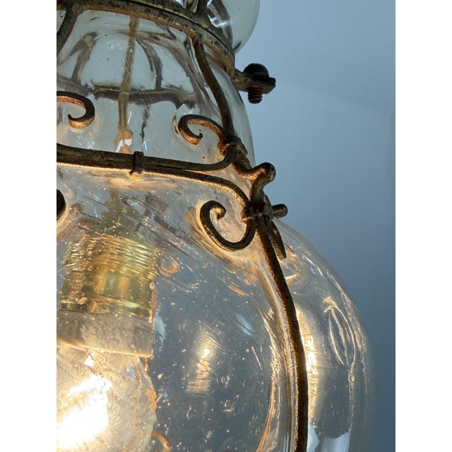 Mid-Century Venetian Lantern in Caged Blown Murano Glass, 1940s For Sale - Image 9 of 13