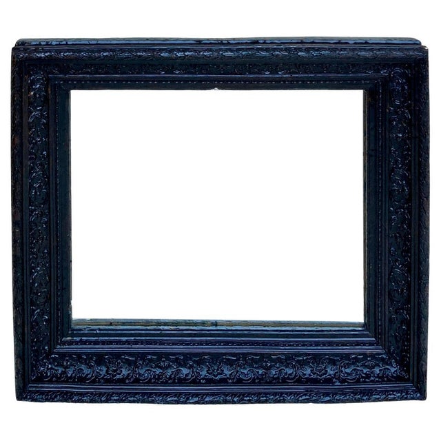 French Dark Framed Carved Wood Wall Mirror, 1920 For Sale - Image 16 of 18