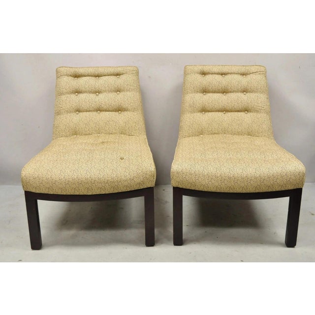 Vintage Edward Wormley for Dunbar Wood Frame Slipper Lounge Chairs - A Pair For Sale - Image 11 of 12