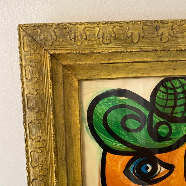 Yellow Vintage Cubist Portraiture; Original 1970s Artwork by Peter Robert Keil For Sale - Image 8 of 9