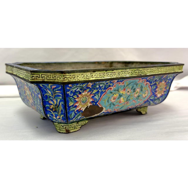 18th Century Chinese Canton Enamel Jardiniere Bonsai Container With Exquisite Decorations For Sale - Image 9 of 18