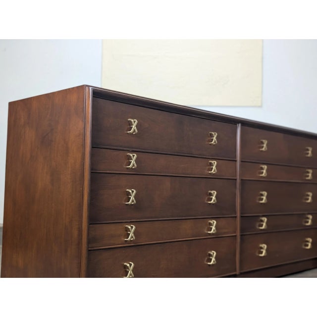 Brown Mid Century Modern Walnut Dresser by Paul Frankl for Johnson Furniture, C1950s For Sale - Image 8 of 18
