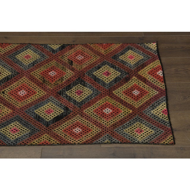 1970s Vintage Turkish Oushak Handmade Wool Cotton Red Runner Rug For Sale - Image 11 of 11