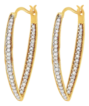 10K Yellow Gold 1/2 Cttw Round-Cut Diamond Modern Hoop Earrings (I-J Color, I2-I3 Clarity)