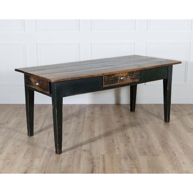 Swedish Antique Country Kitchen Table with Drawers, 19th Century For Sale - Image 4 of 8