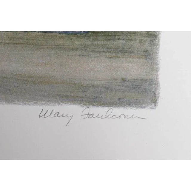 Typical of Mary Faulconer's work, this colorful print depicts a quaint cafe called the Red Rooster Cafe in Chantilly,...