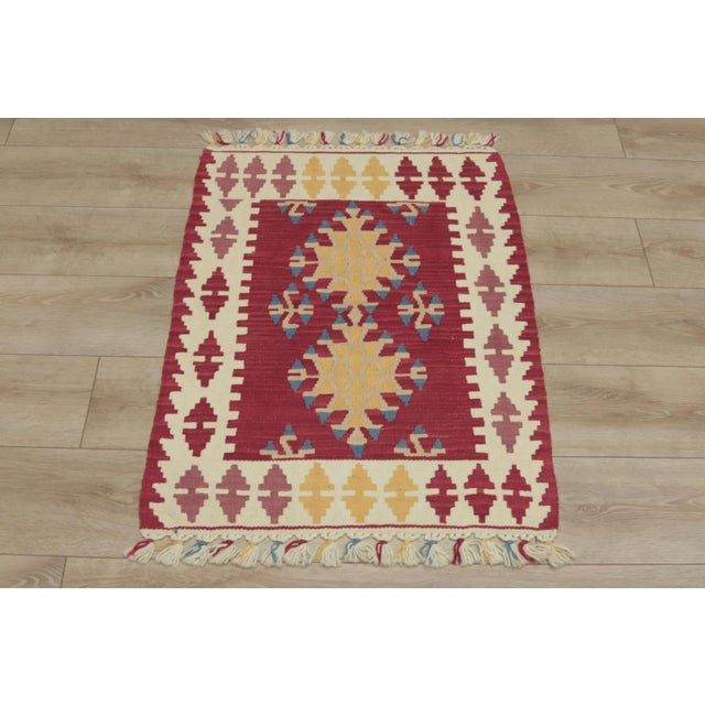 1970s Turkish Southwestern Style Geometric Red Oushak Kilim Rug For Sale - Image 10 of 10