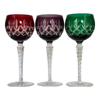 Arabella by Ajka Cut to Clear Wine Hock Glasses - Set of 3 For Sale
