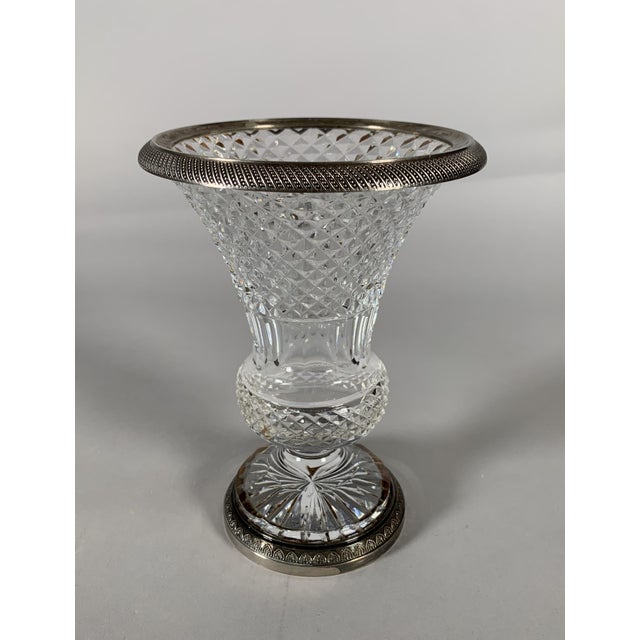 Baluster vase in cut crystal, Charles X period Cut crystal with diamond-point design Chiseled and silvered bronze mount...