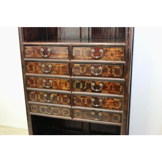 Early 20th Century Early 20th Century Large Chinese Lacquered Elmwood Display Cabinet For Sale - Image 5 of 12