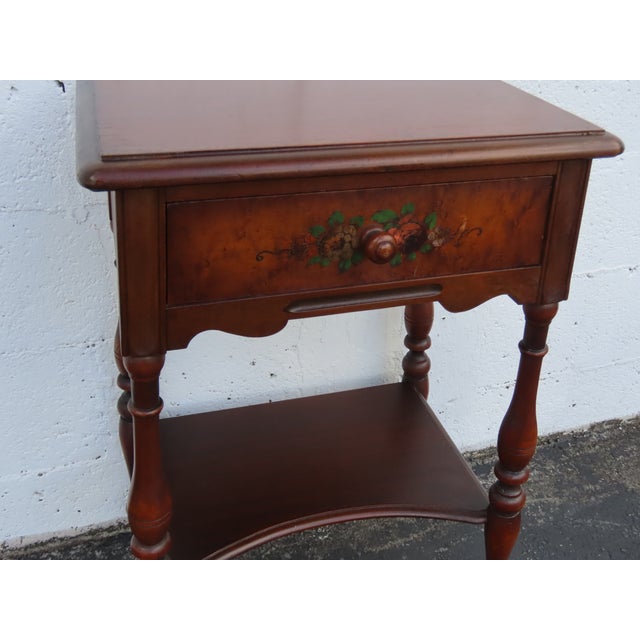 Berkey & Gay Berkey and Gay Early 1900s Tall Hand Painted Nightstand Side End Table 6679 For Sale - Image 4 of 15