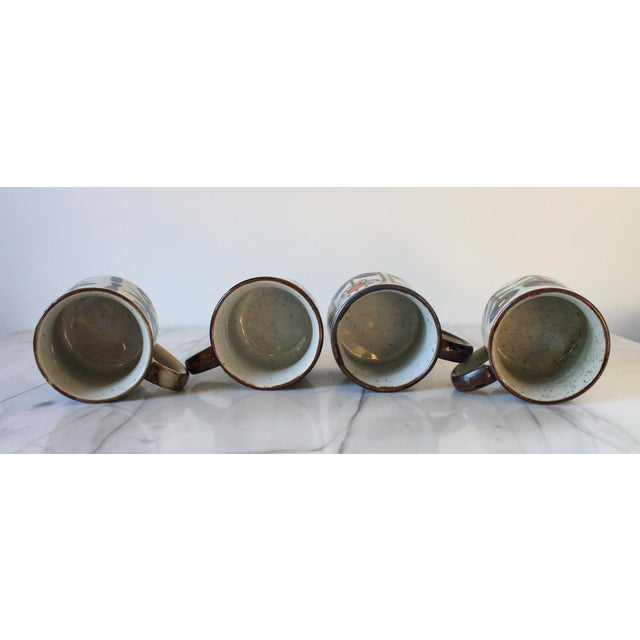 Vintage Mid-Century Speckled Cream Stoneware Coffee Mugs S/4 For Sale - Image 9 of 10