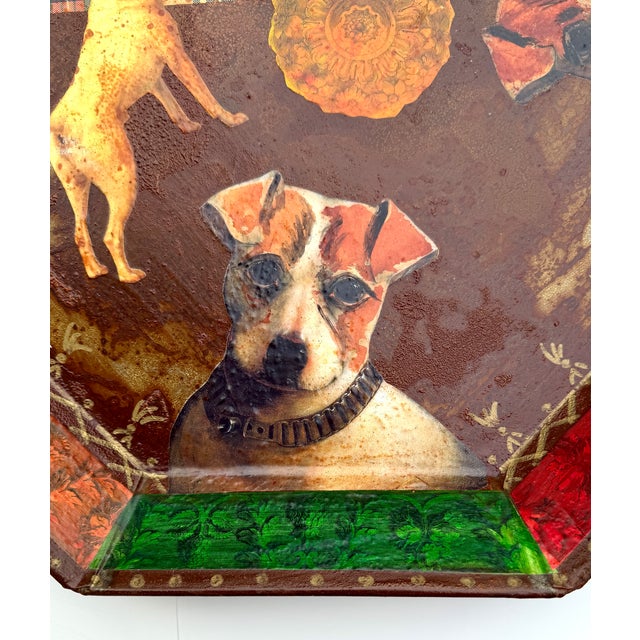 Decoupage Jack Russell Terrier Dog Tray by Holly Lueders for Henri Bendel 1997 For Sale - Image 4 of 16