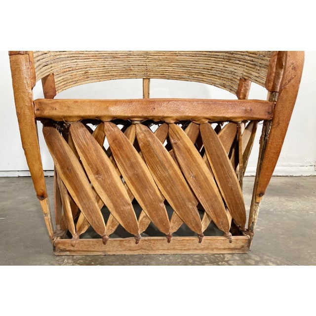 Vintage Mexican Cedar Wood and Leather Equipale Lounge Chair For Sale - Image 11 of 12