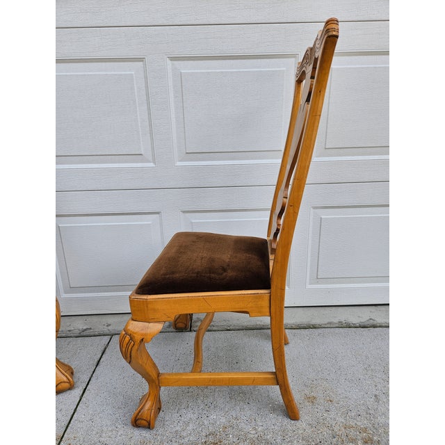 Queen Anne Style Dining Chairs Ball and Claw Feet -Pair For Sale - Image 6 of 14
